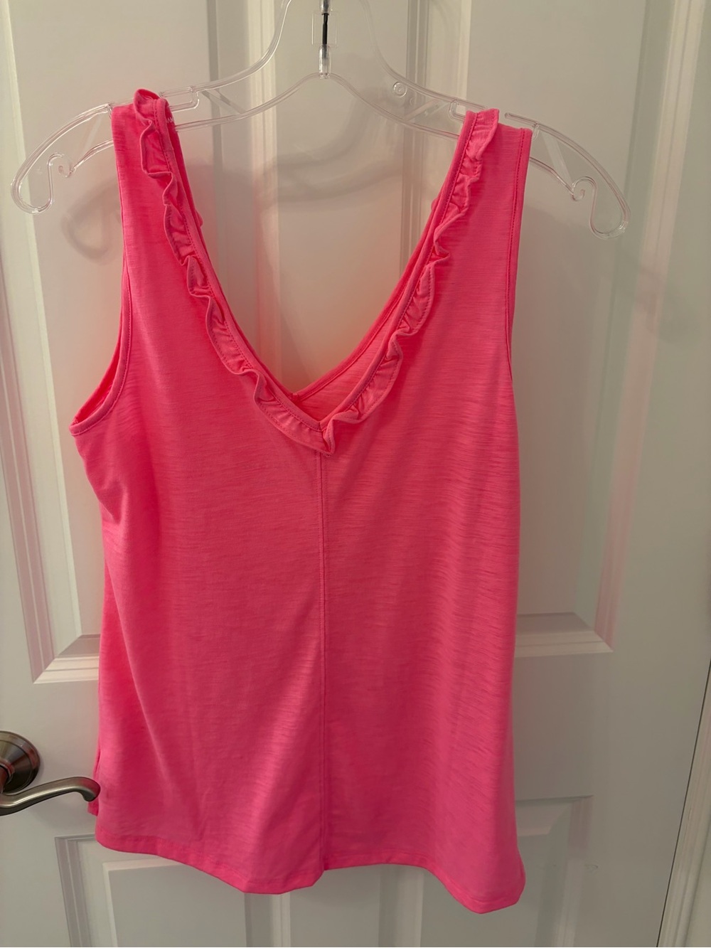 Lilly Pulitzer Bright Pink Ruffle V-Neck Tank